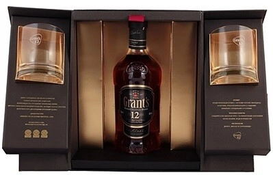 Виски Grant's 12 Years Old, gift box with 2 glasses, 0.75 л